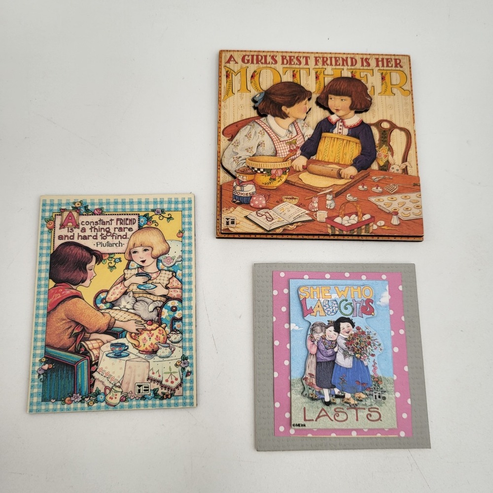 Lot of 3 Vintage Mary Engelbreit Fridge‎ Magnet Best Friends